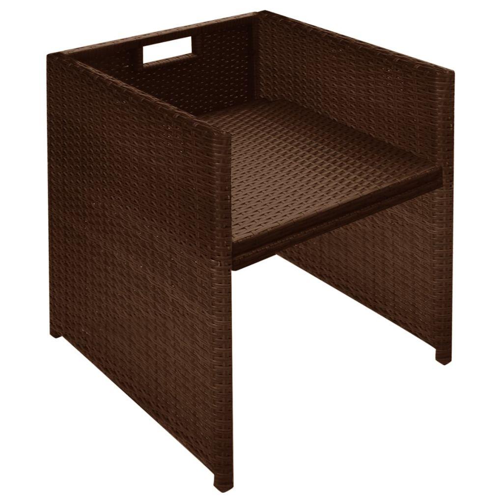 Lauko baldų komplektas Bistro komplektas su pagalvėmis, 3d., rudas, poliratanas
