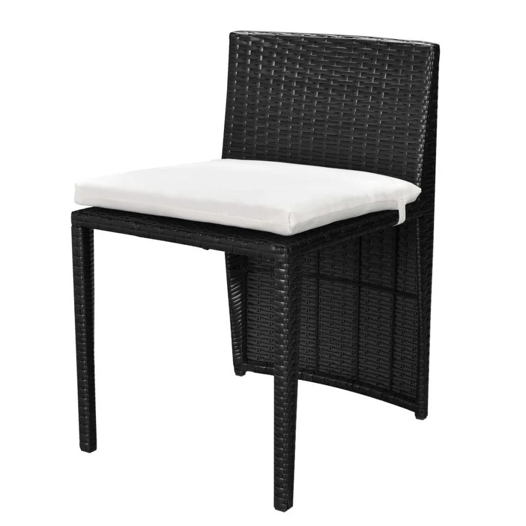 Lauko baldų komplektas Bistro baldų komplektas su pagalvėmis, 3d., juodas, polirat.