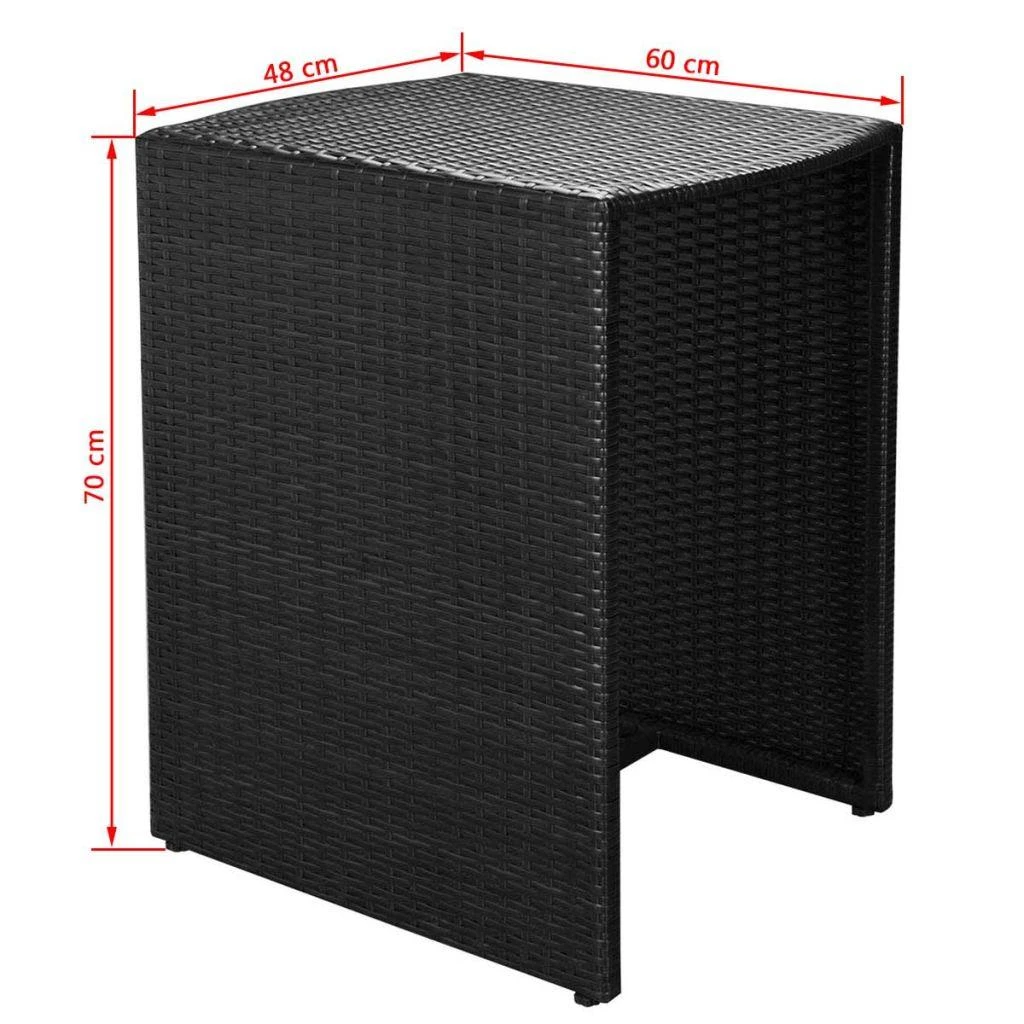 Lauko baldų komplektas Bistro baldų komplektas su pagalvėmis, 3d., juodas, polirat.