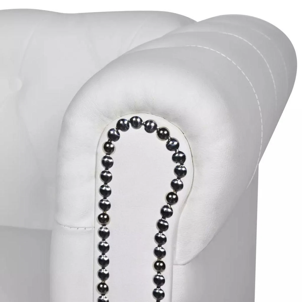Sofa Chesterfield dvivietė ir trivietė sofos, baltos, dirbtinė oda