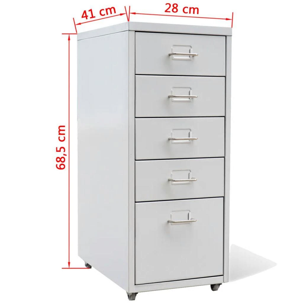Dokumentų spinta su 5 stalčiais, pilka, 68,5 cm, plienas