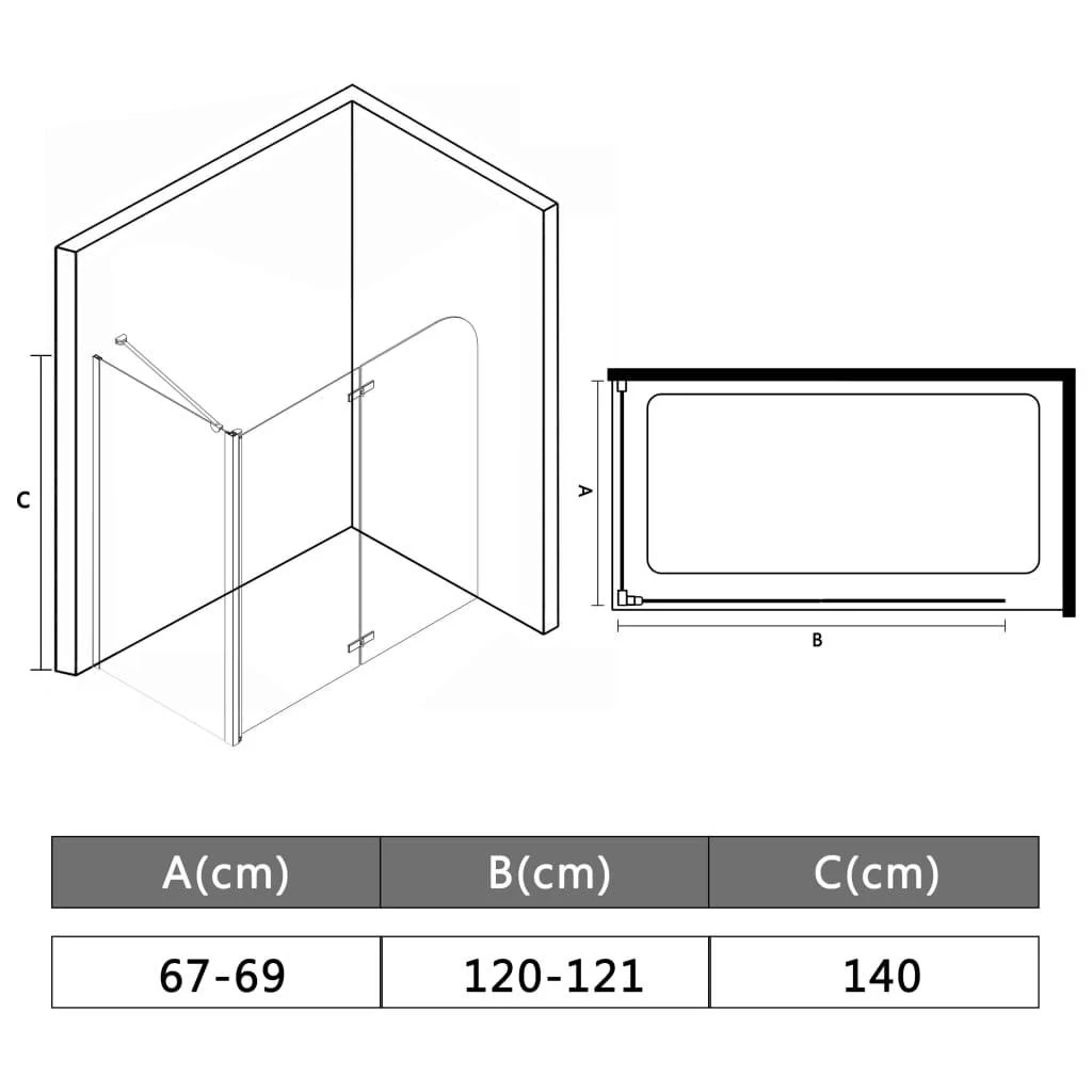 Dviguba sulankstoma dušo pertvara, 120x68x130cm, ESG