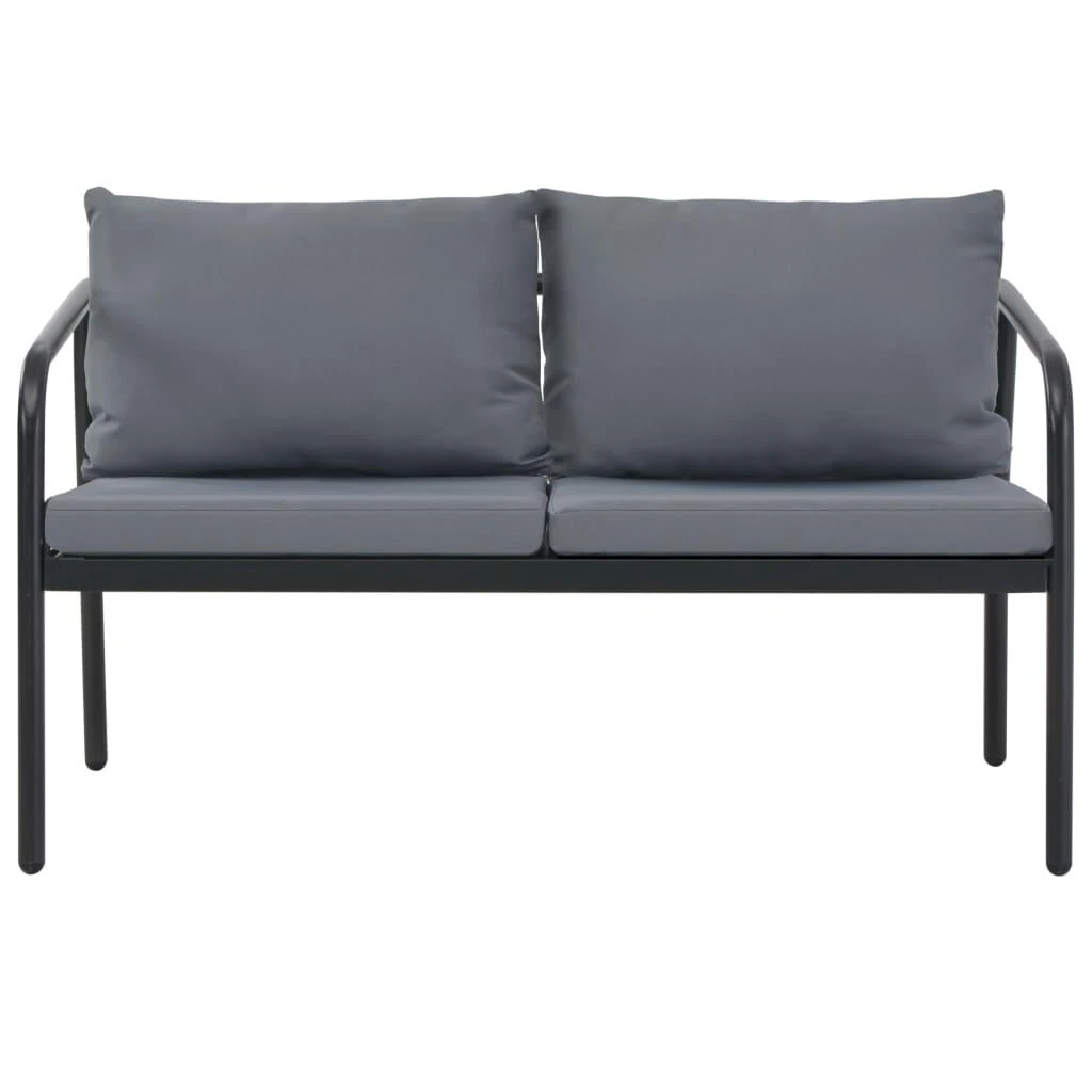 Dvivietė sodo sofa su pagalvėlėmis, pilkos spalvos, aliuminis