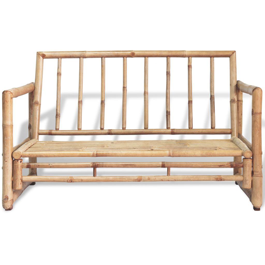 Dvivietė sodo sofa su pagalvėlėmis, pilkos spalvos, bambukas