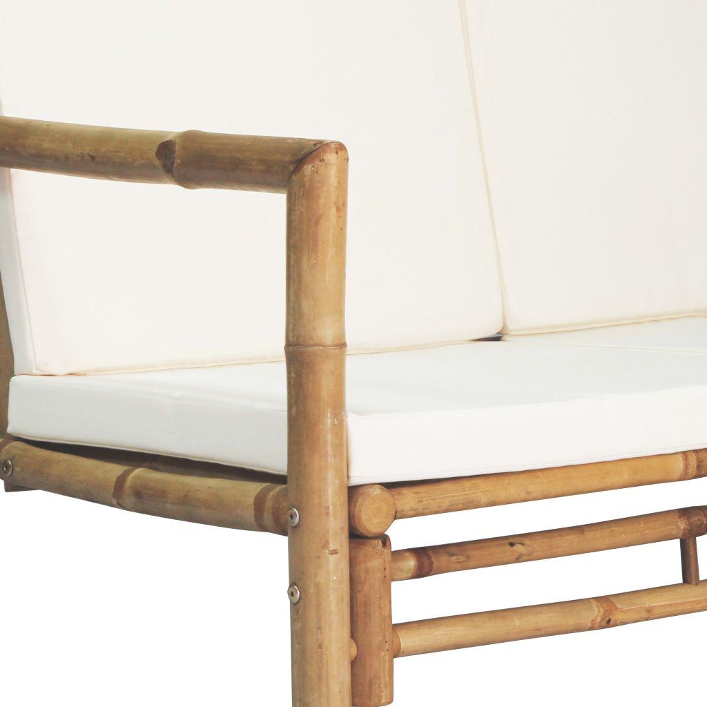 Dvivietė sodo sofa su pagalvėlėmis, pilkos spalvos, bambukas