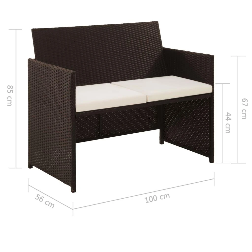 Dvivietė sodo sofa su pagalvėlėmis, rudos spalvos, poliratanas