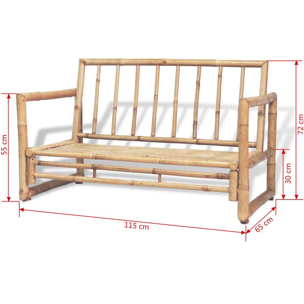 Dvivietė sodo sofa su pagalvėlėmis, pilkos spalvos, bambukas