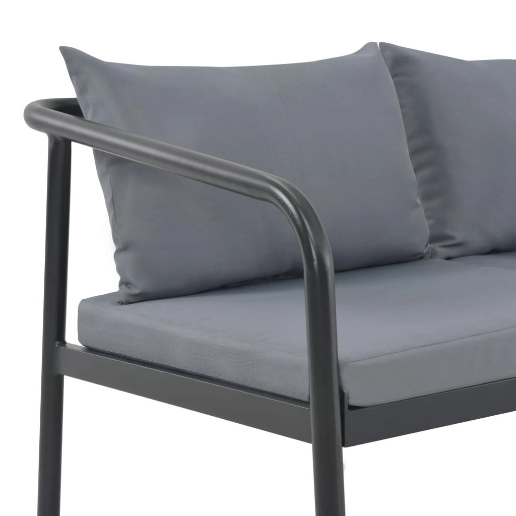 Dvivietė sodo sofa su pagalvėlėmis, pilkos spalvos, aliuminis