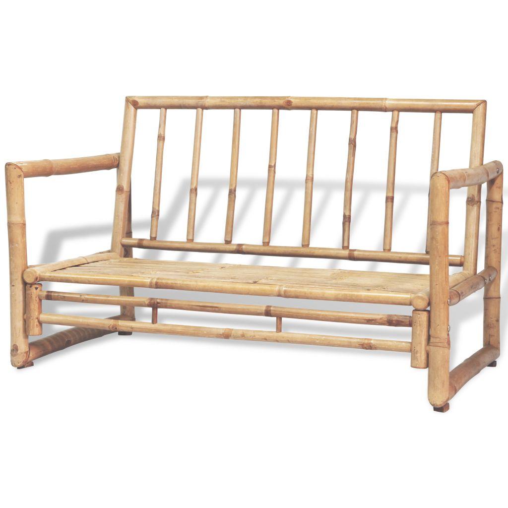 Dvivietė sodo sofa su pagalvėlėmis, pilkos spalvos, bambukas