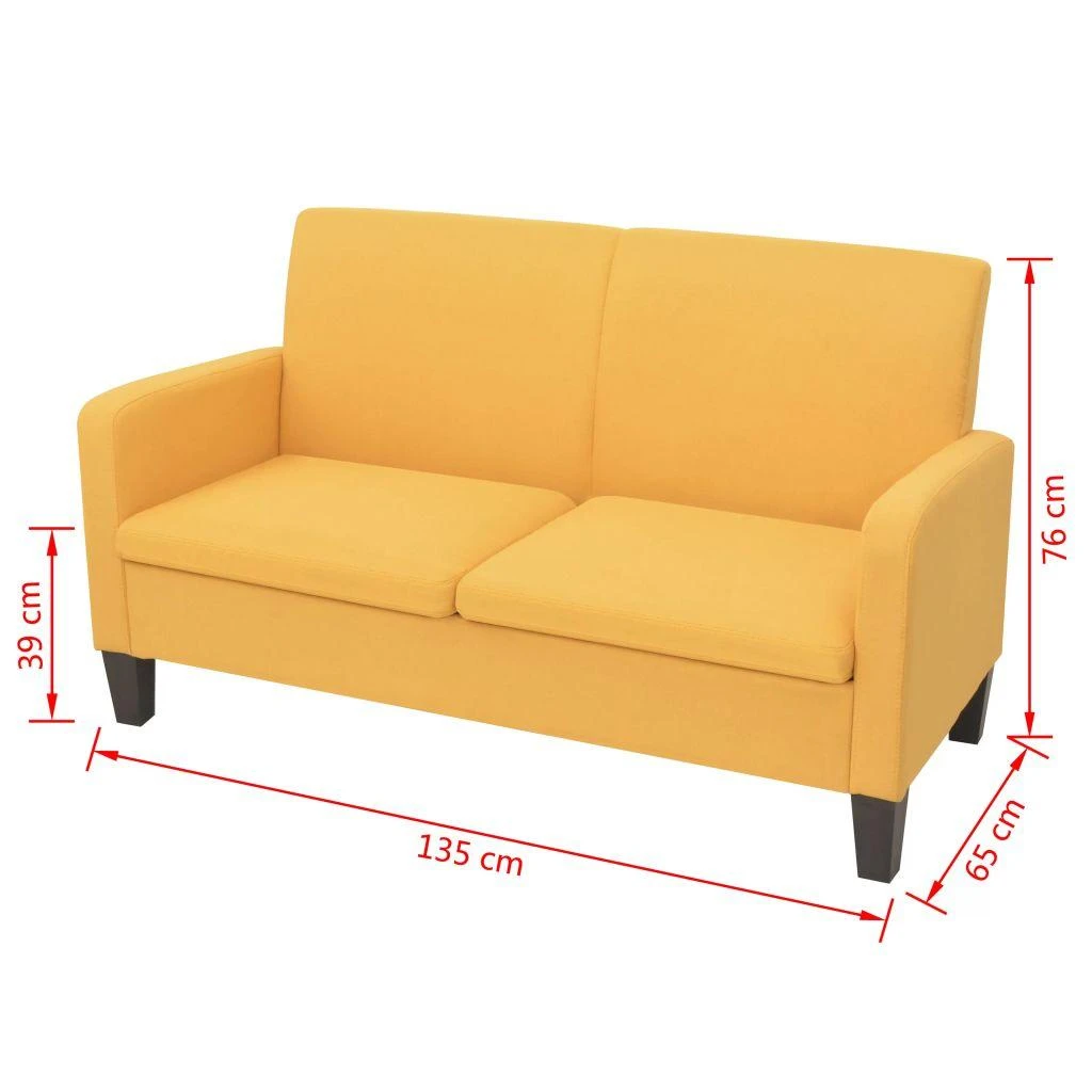 Dvivietė sofa, 135x65x76, geltonos spalvos