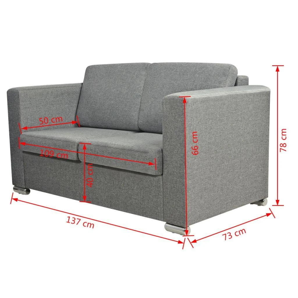 Dvivietė sofa, audinys, šviesiai pilka