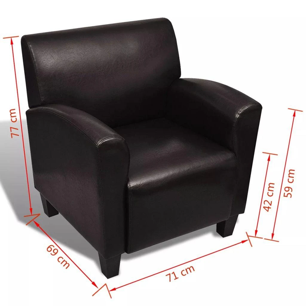 Sofa-kėdė, tamsiai ruda, dirbtinė oda