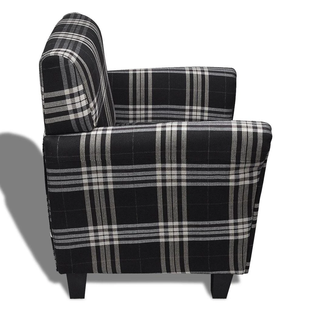 Fotelis Sofa-kėdė su pagalve, juodos spalvos, audinys