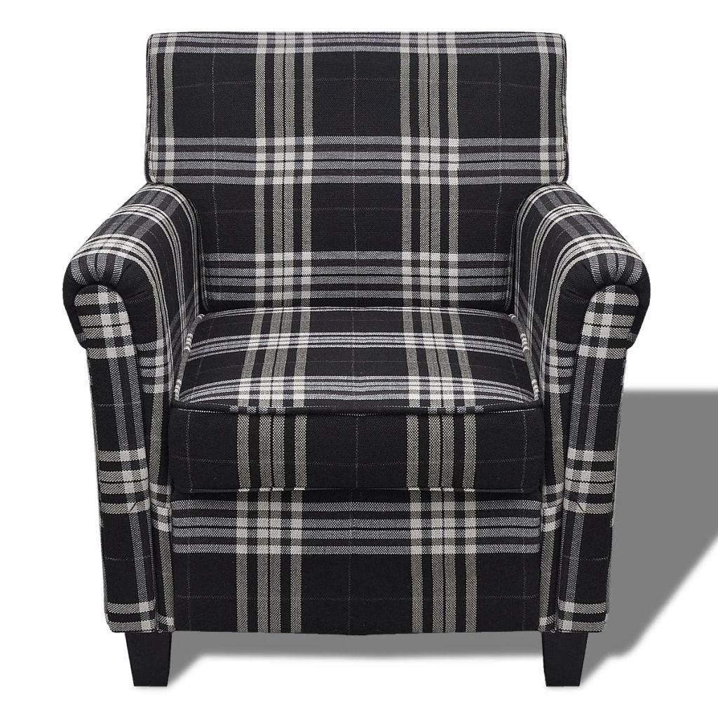 Fotelis Sofa-kėdė su pagalve, juodos spalvos, audinys