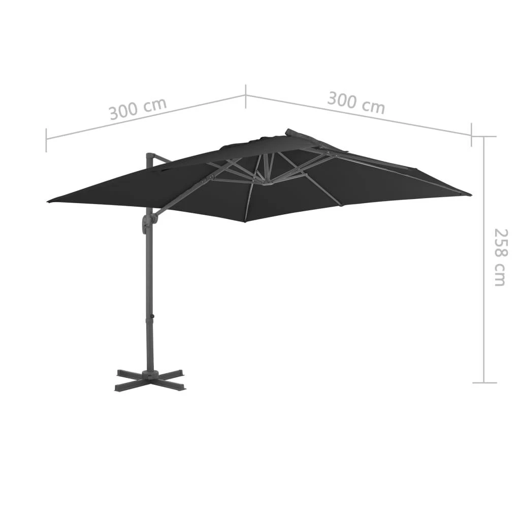 Gembinis sodo skėtis su aliuminio stulpu, antracito, 300x300cm