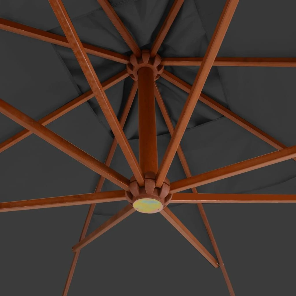 Gembinis sodo skėtis su mediniu stulpu, antracito, 400x300cm
