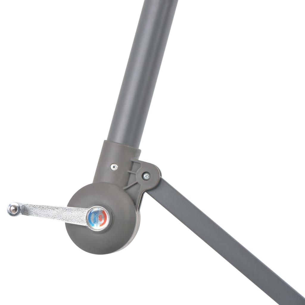 Gembinis skėtis su LED ir metaliniu stulpu, žalias, 350cm