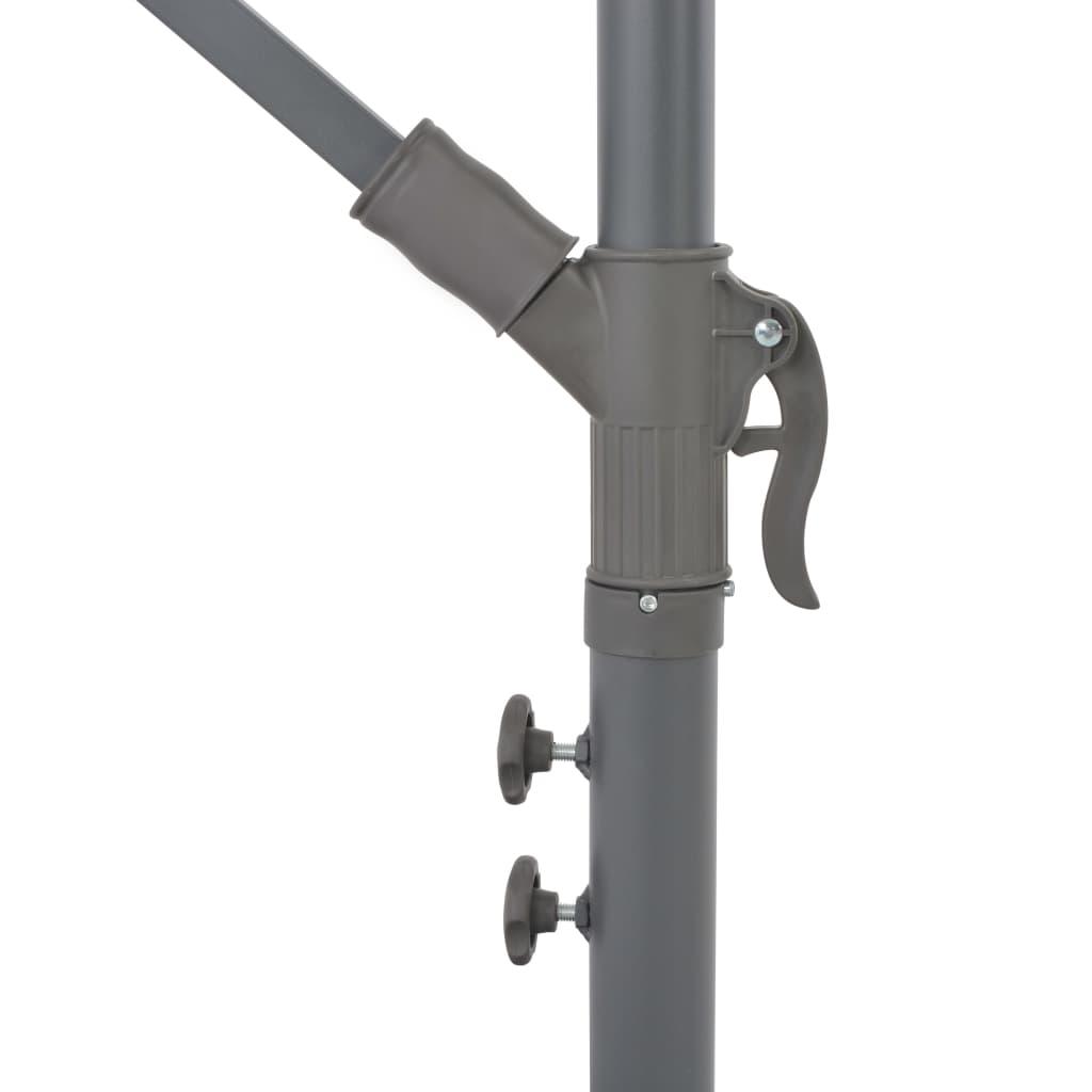 Gembinis skėtis su LED ir metaliniu stulpu, žalias, 350cm
