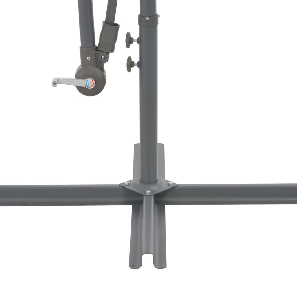 Gembinis skėtis su LED ir metaliniu stulpu, žalias, 350cm