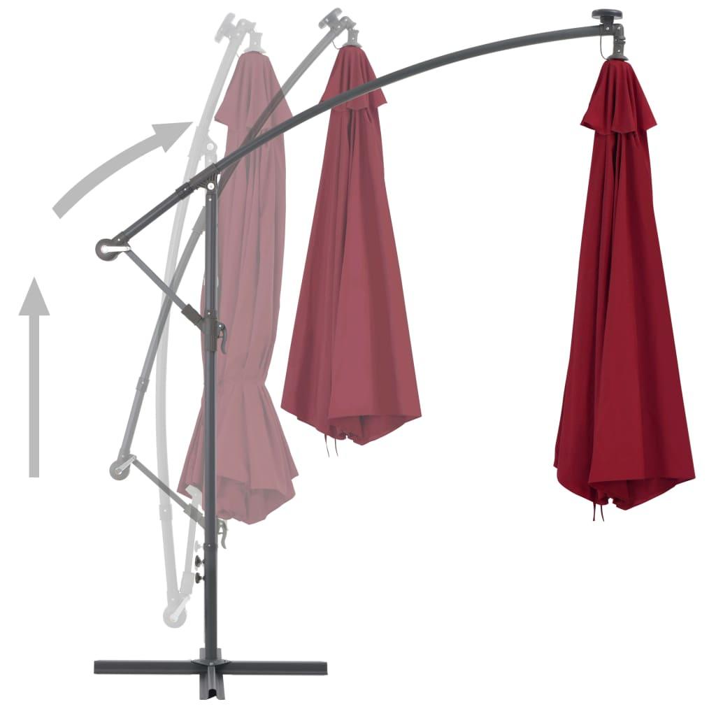 Gembinis sodo skėtis su aliuminiu stulpu, raudonas, 350cm
