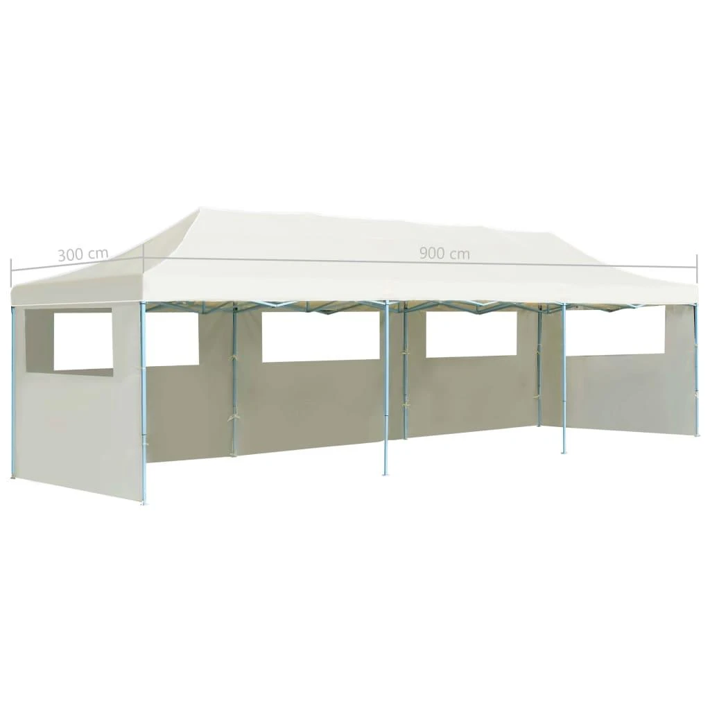 Išskleidžiama proginė palapinė su 5 sienomis, kreminė, 3x9m