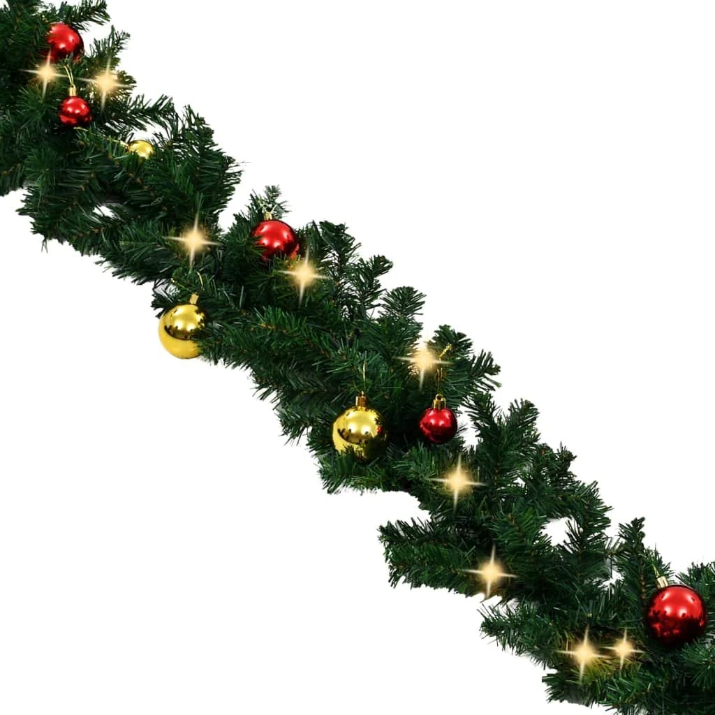 Kalėdinė girlianda papuošta žaisliukais ir LED lemputėmis, 20m