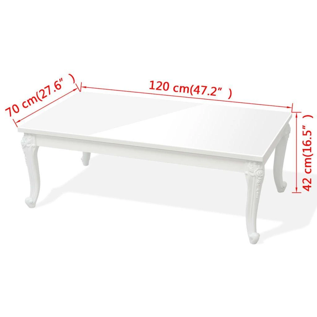 Kavos staliukas, baltas, 115x65x42cm, labai blizgus