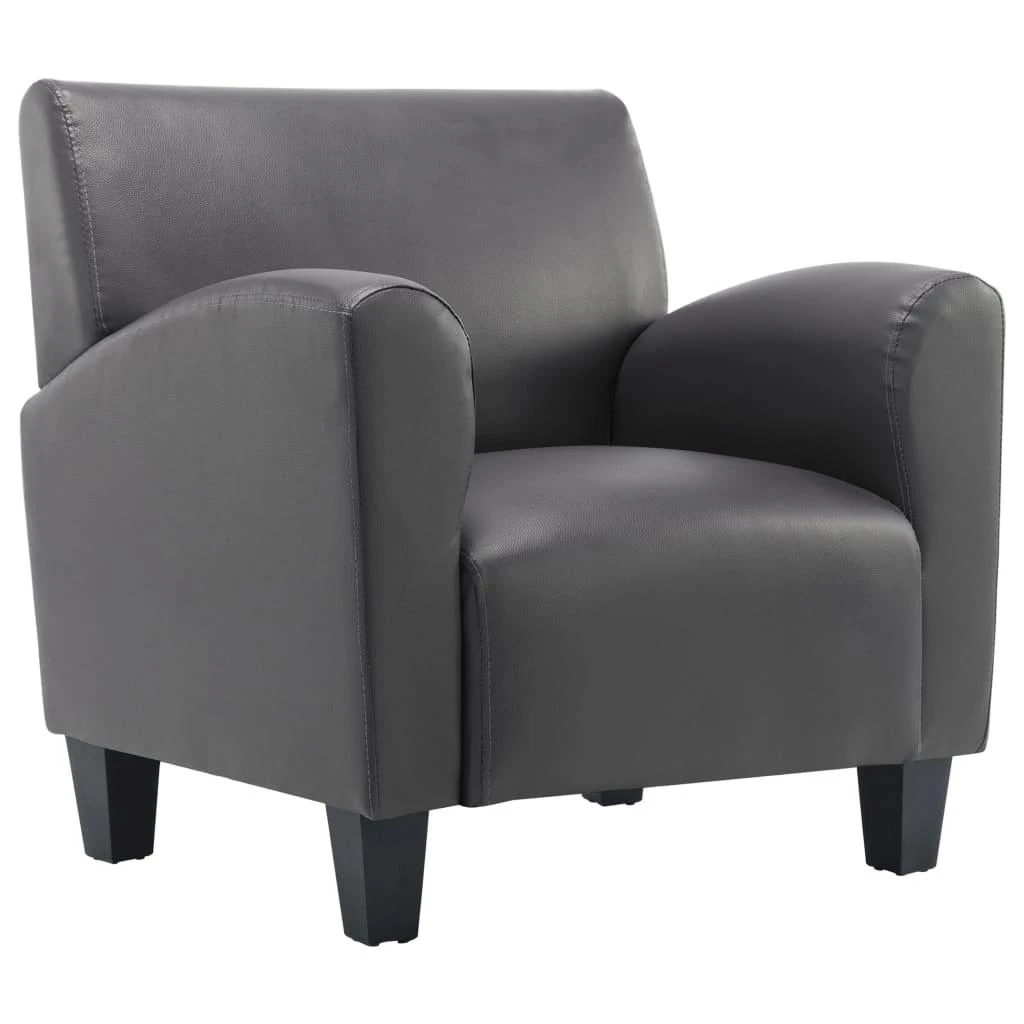 Fotelis Sofa kėdė, pilkos spalvos, dirbtinė oda