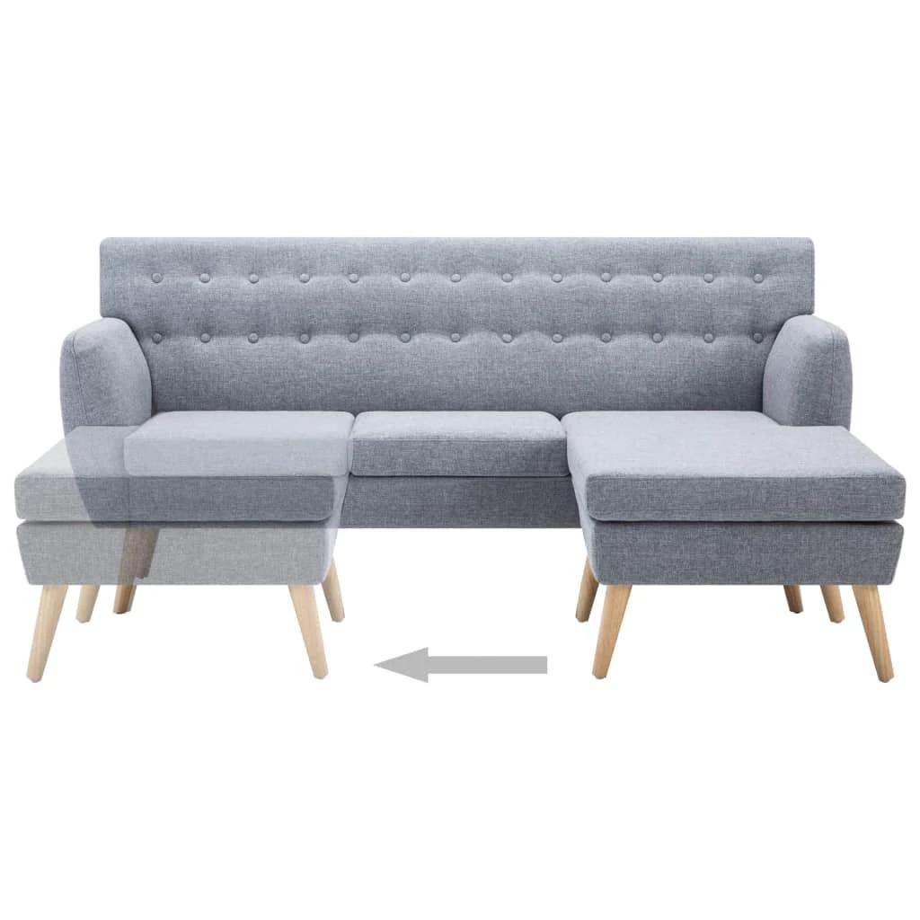 L-formos sofa, aud. apmušal., 171,5x138x81,5cm, šviesiai pilka
