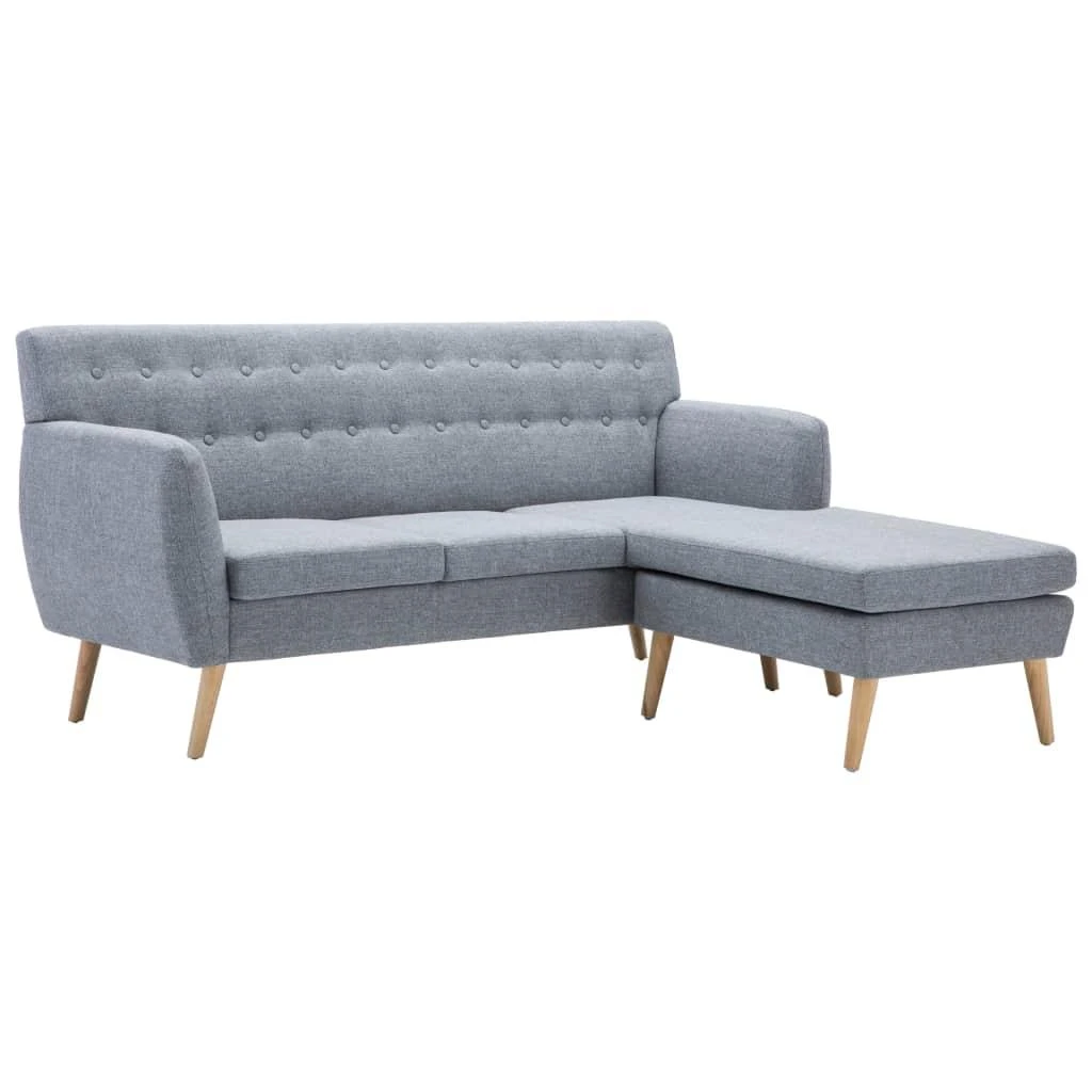 L-formos sofa, aud. apmušal., 171,5x138x81,5cm, šviesiai pilka