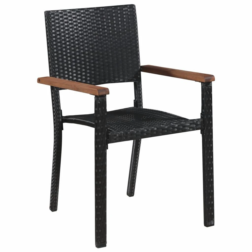 Lauko baldų komplektas Lauko baldų valg. kompl., 9d., juodas, polirat. ir akac. med.
