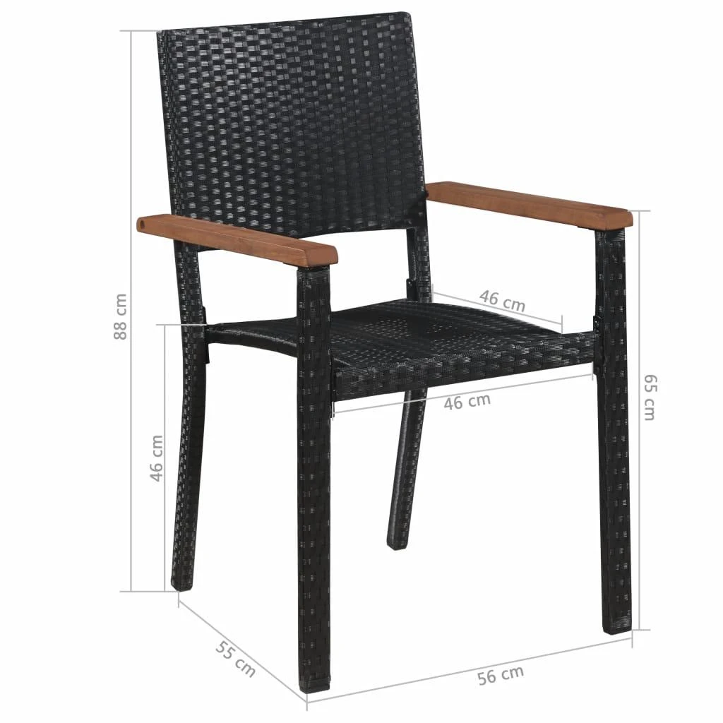 Lauko baldų komplektas Lauko baldų valg. kompl., 9d., juodas, polirat. ir akac. med.