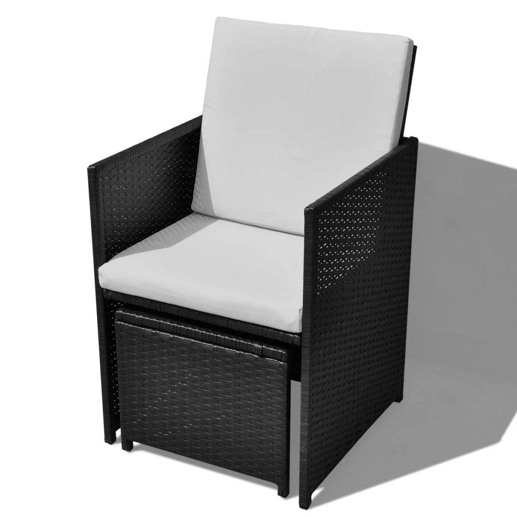 Lauko baldų komplektas Lauko baldų valg. kompl., 9d., juodas, polirat. ir akac. med.