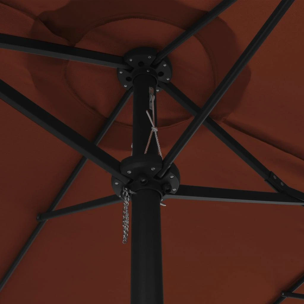 Lauko skėtis su aliuminio stulpu, terakota, 460x270cm