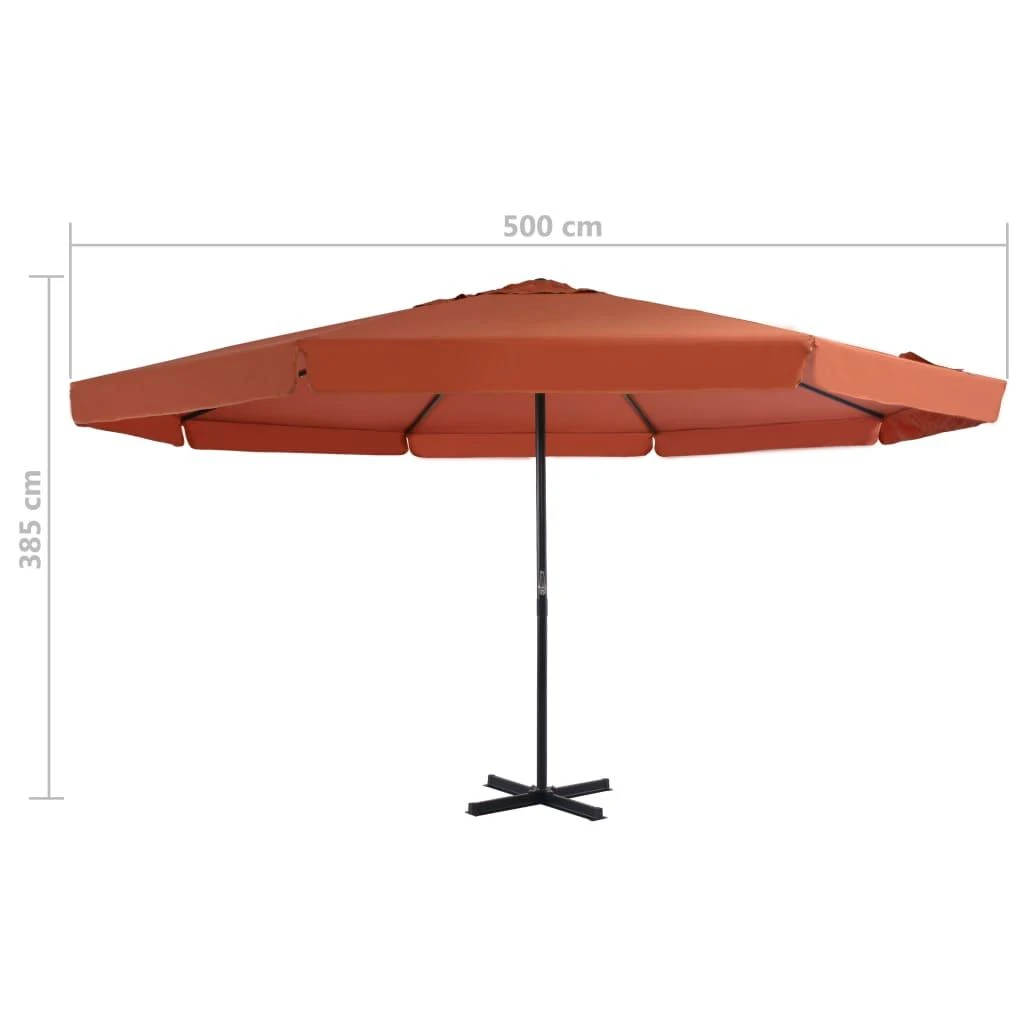 Lauko skėtis nuo saulės su aliuminio stulpu, terakota, 500cm