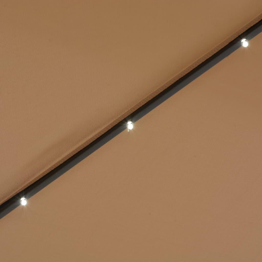 Lauko skėtis su LED ir plieniniu stulpu, taupe, 300cm