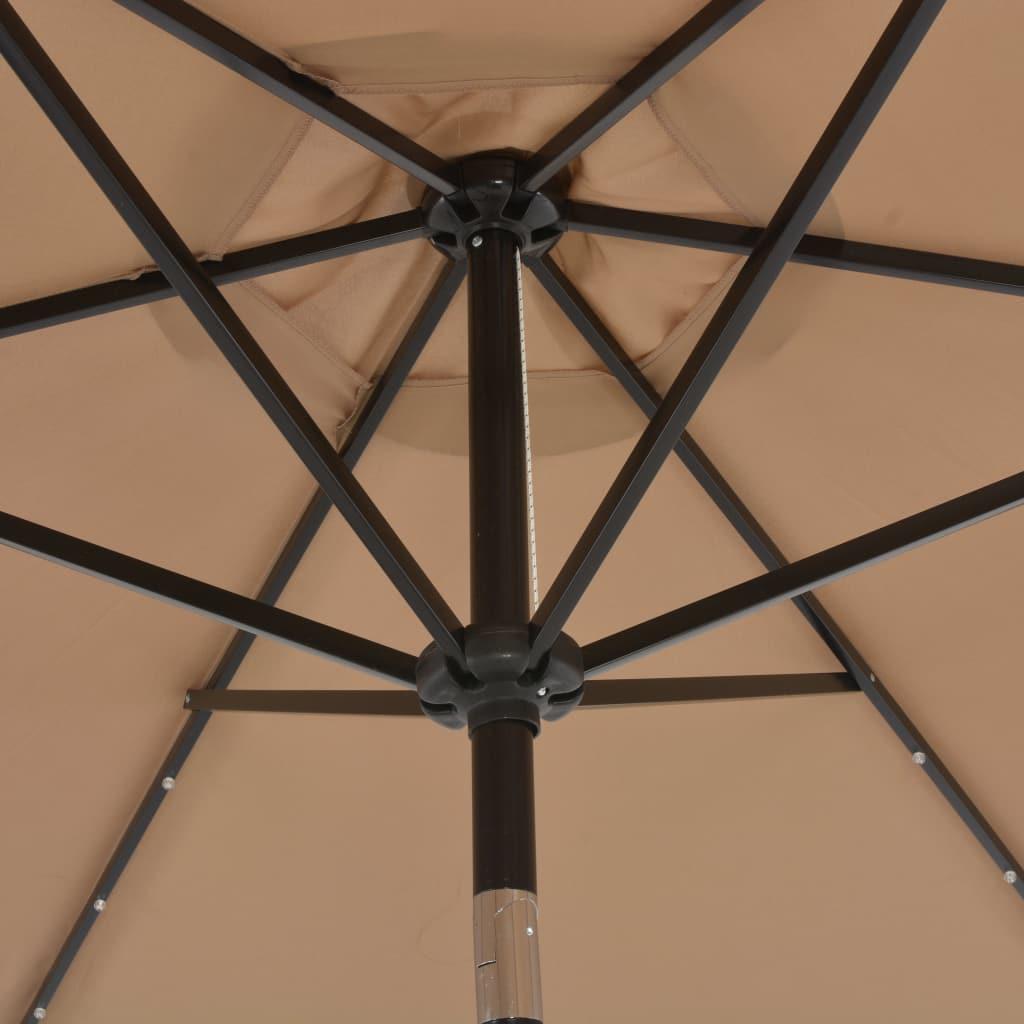 Lauko skėtis su LED ir plieniniu stulpu, taupe, 300cm