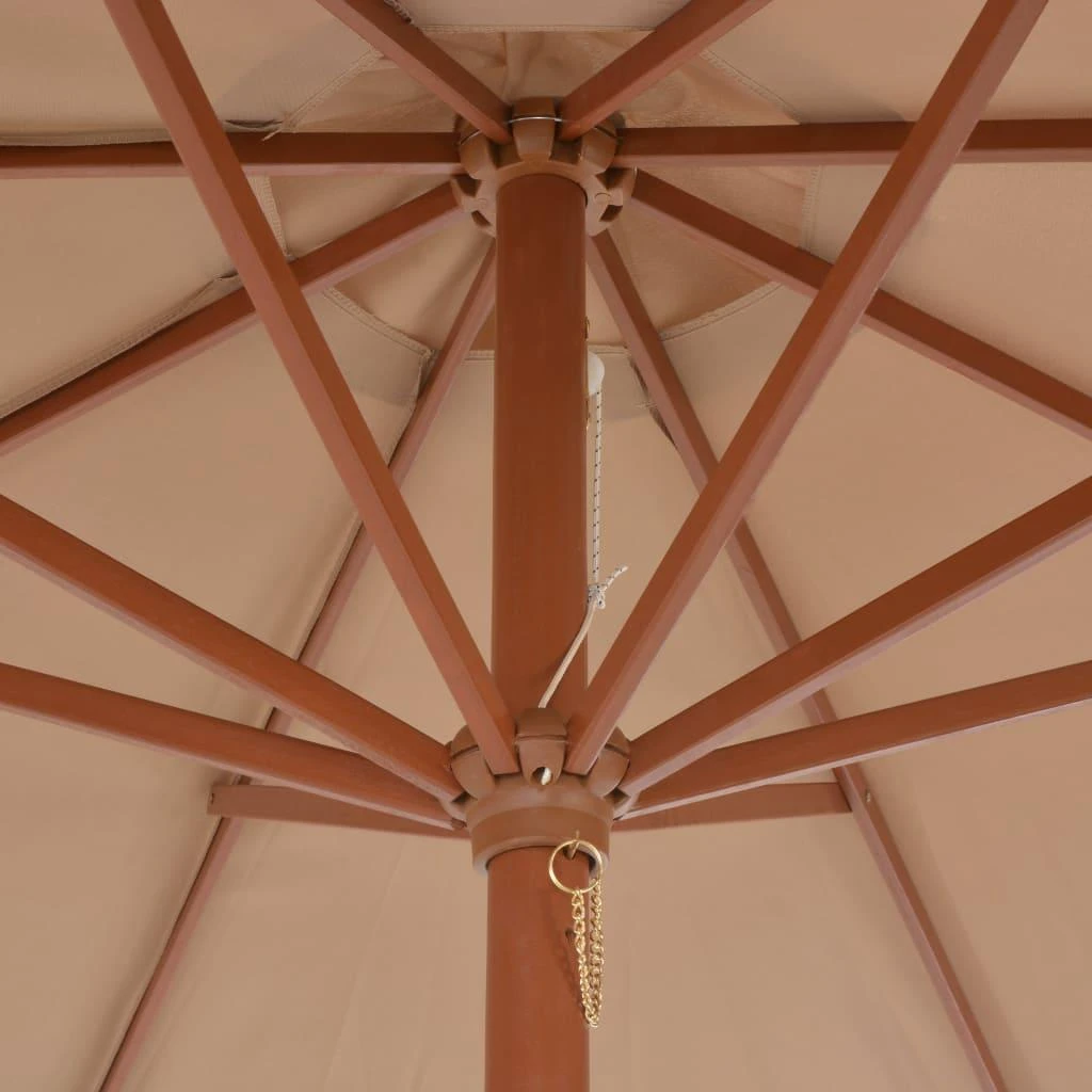 Lauko skėtis nuo saulės su mediniu stulpu, taupe spalvos, 300cm