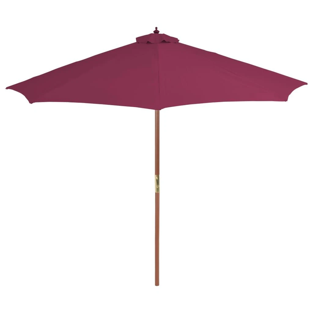 Lauko skėtis nuo saulės su mediniu stulpu, raudonas, 300cm