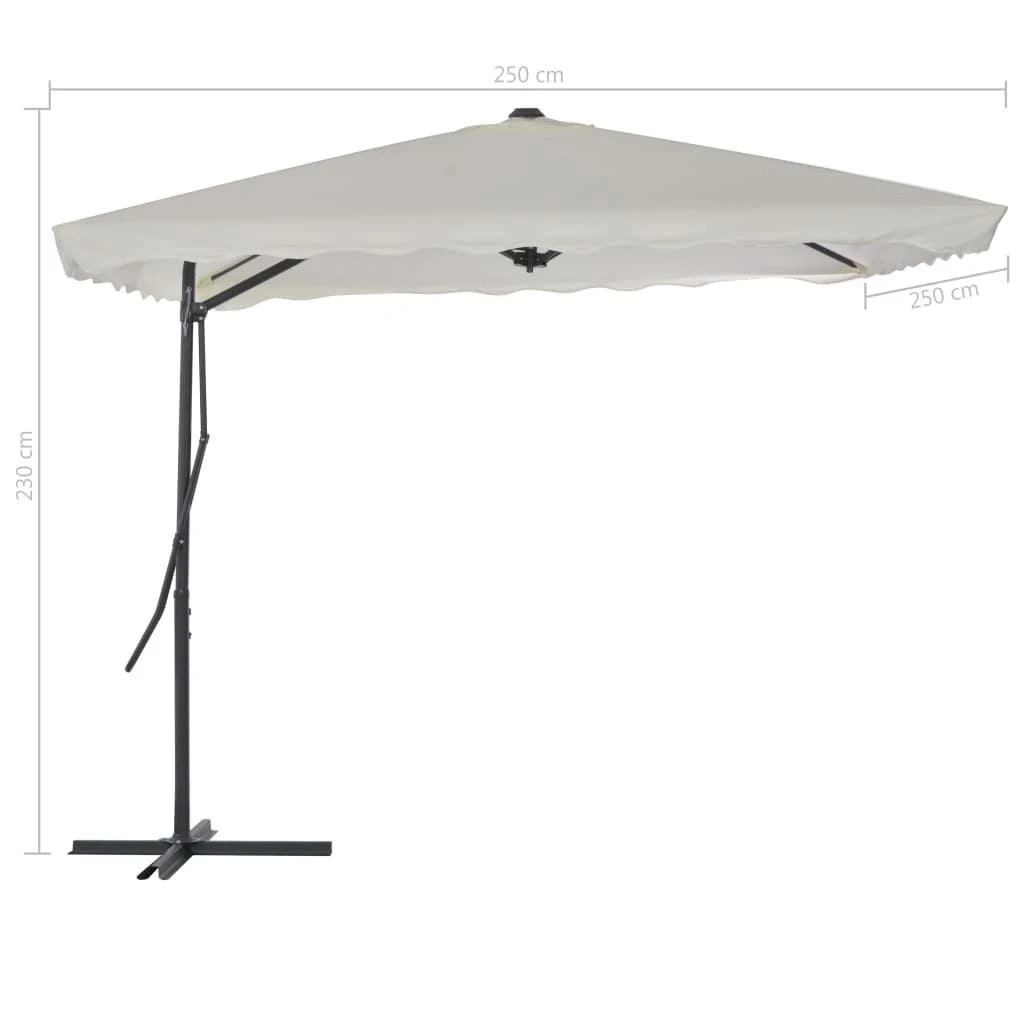 Lauko skėtis nuo saulės su plieniniu stulpu, smėlio, 250x250cm