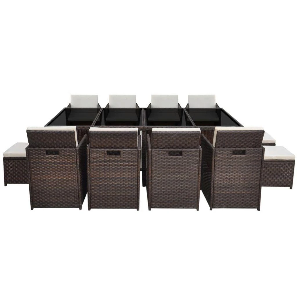 Lauko baldų komplektas Lauko valg. baldų komplekt. su pagalv., 13d., rudas, polirat.