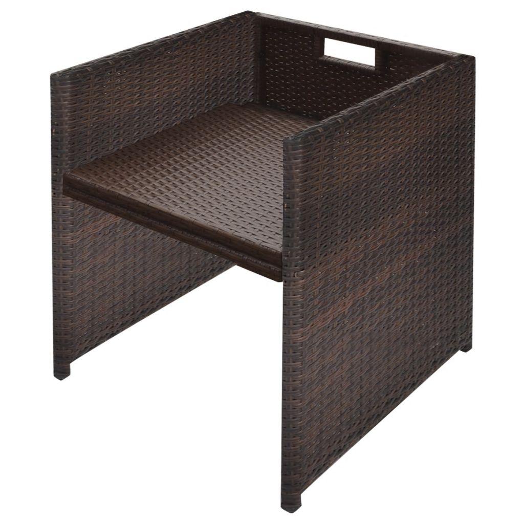 Lauko baldų komplektas Lauko valg. baldų komplekt. su pagalv., 11d., rudas, polirat.