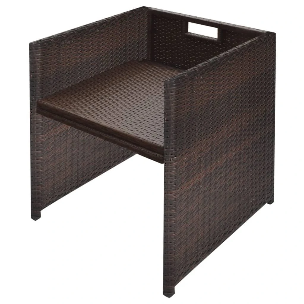 Lauko baldų komplektas Lauko valg. baldų komplekt. su pagalv., 5d., rudas, polirat.