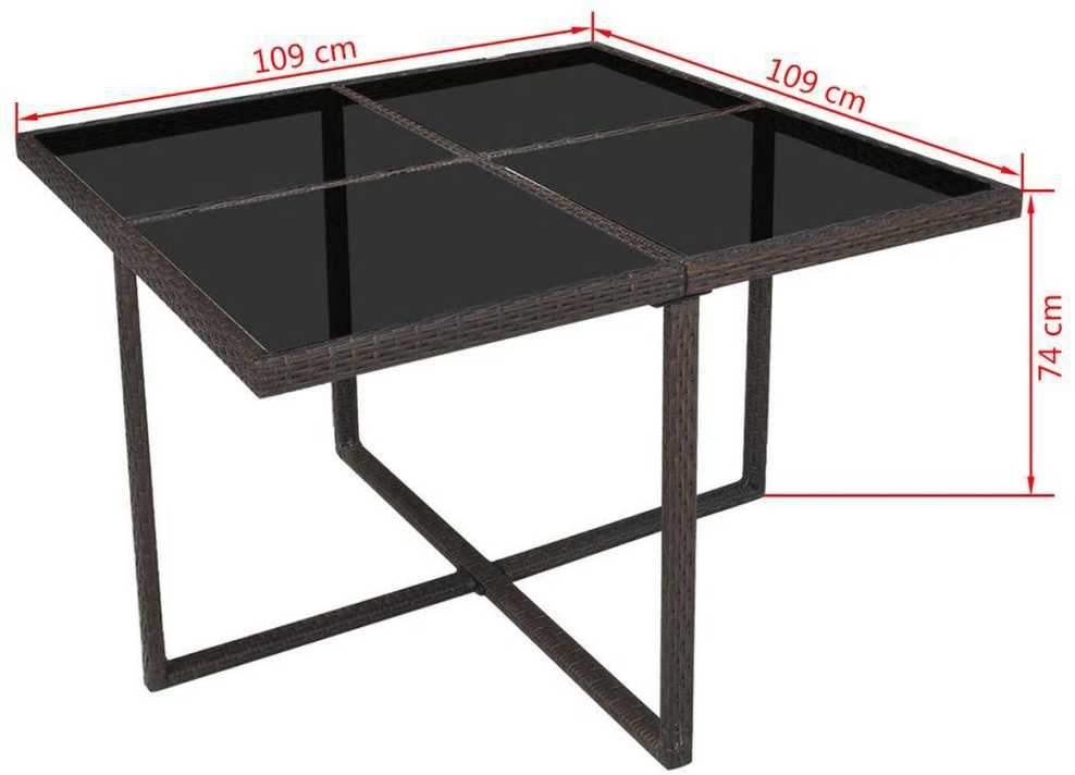 Lauko baldų komplektas Lauko valg. baldų komplekt. su pagalv., 9d., rudas, polirat.