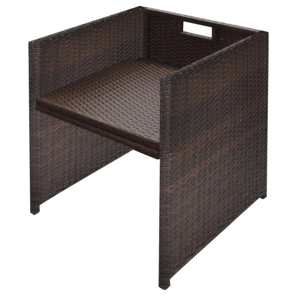 Lauko baldų komplektas Lauko valg. baldų komplekt. su pagalv., 13d., rudas, polirat.