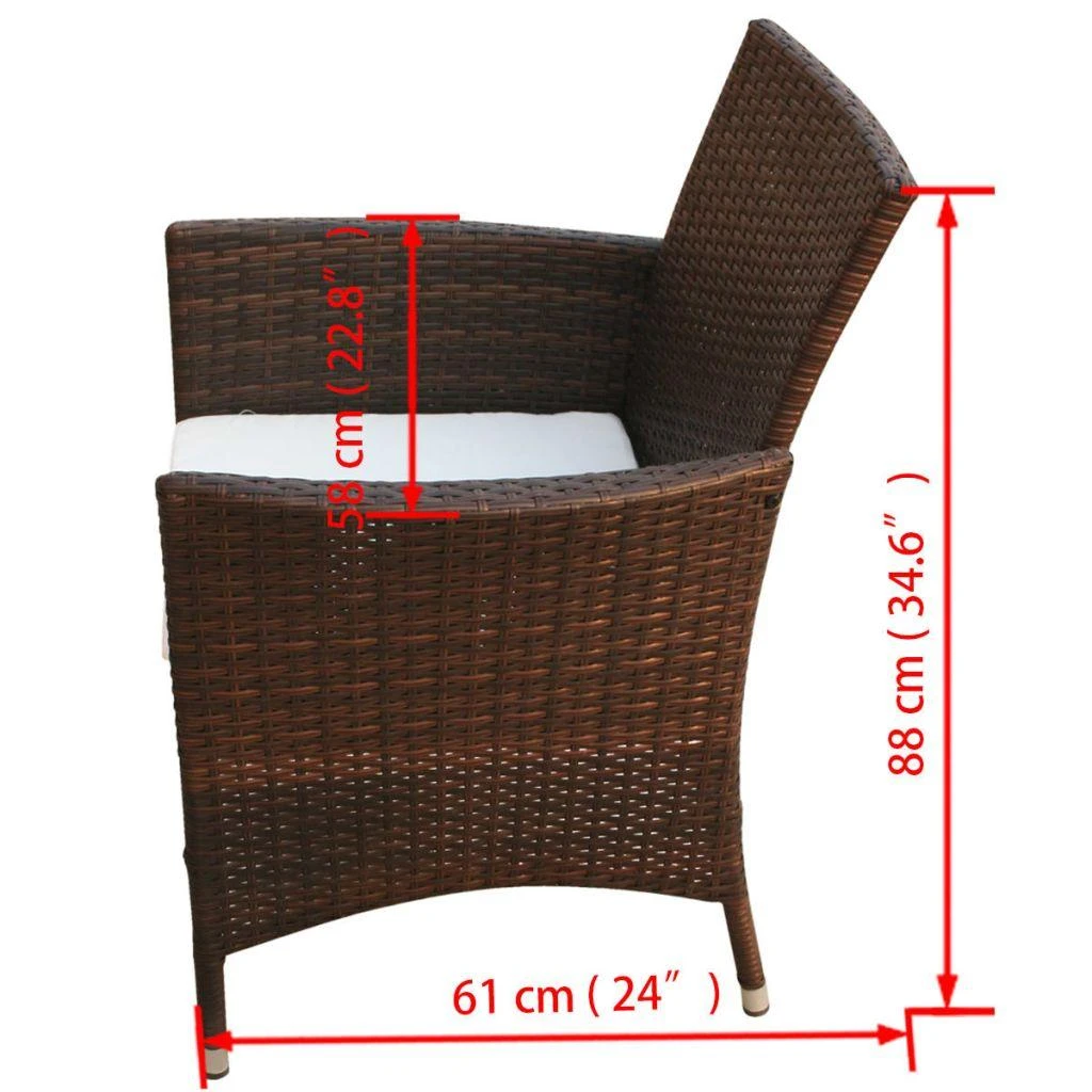 Lauko baldų komplektas Lauko valg. baldų komplekt. su pagalv., 7d., rudas, polirat.