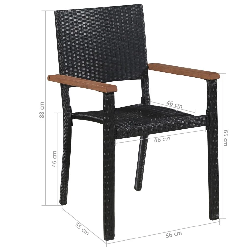 Lauko baldų komplektas Lauko valgomojo baldų kompl., 7d., juodas, polirat., akacija
