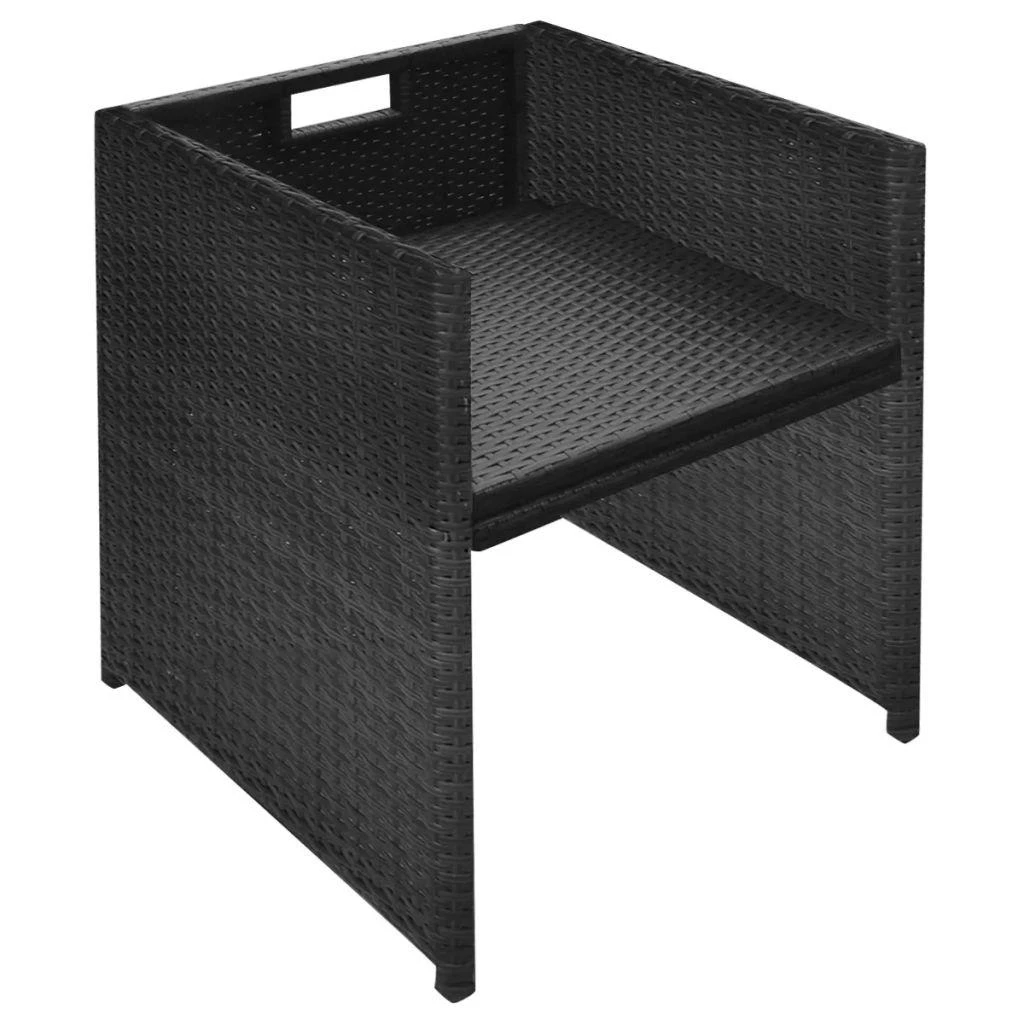 Lauko baldų komplektas Lauko valgomojo baldų kompl. su pagalv., 13d., juod., polirat.