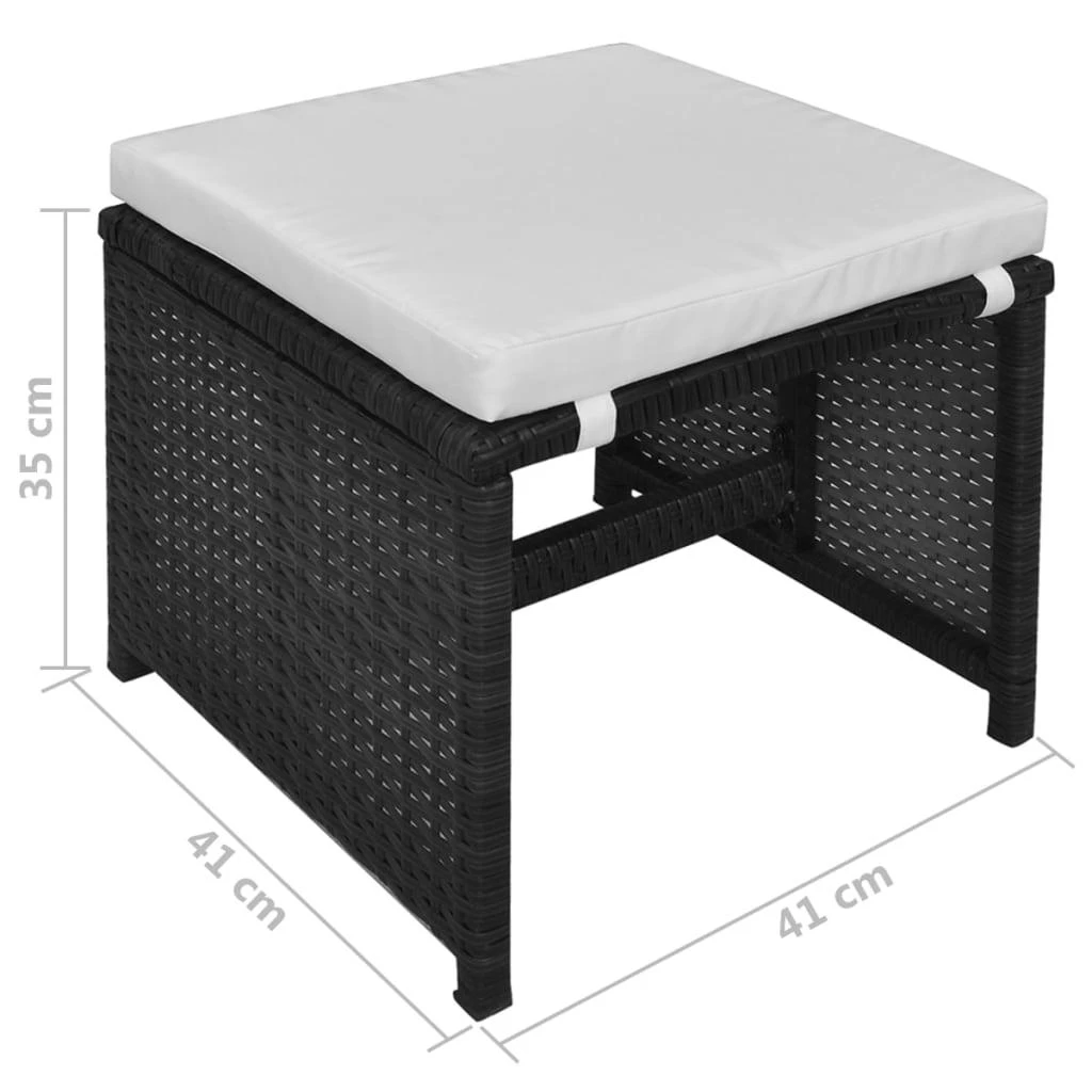 Lauko baldų komplektas Lauko valgomojo baldų kompl. su pagalv., 6d., juod., polirat.