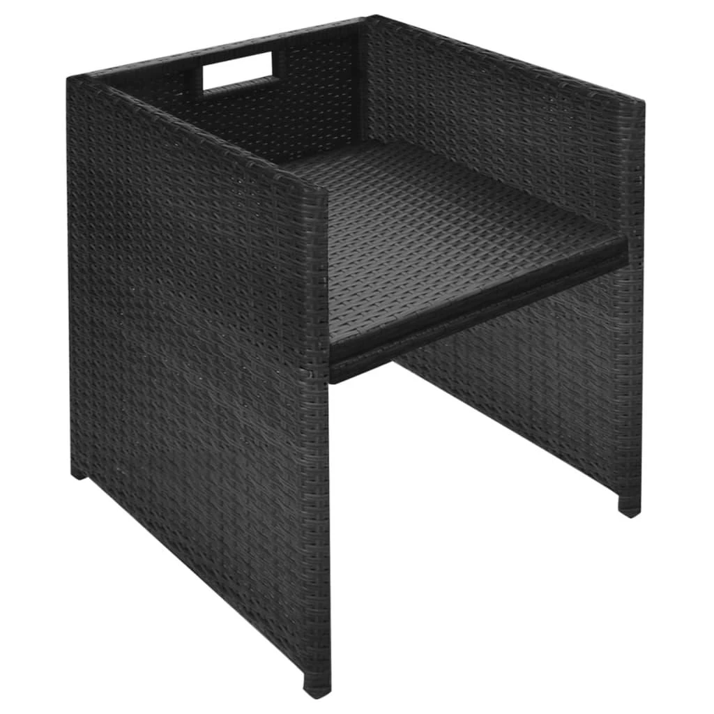 Lauko baldų komplektas Lauko valgomojo baldų kompl. su pagalv., 6d., juod., polirat.